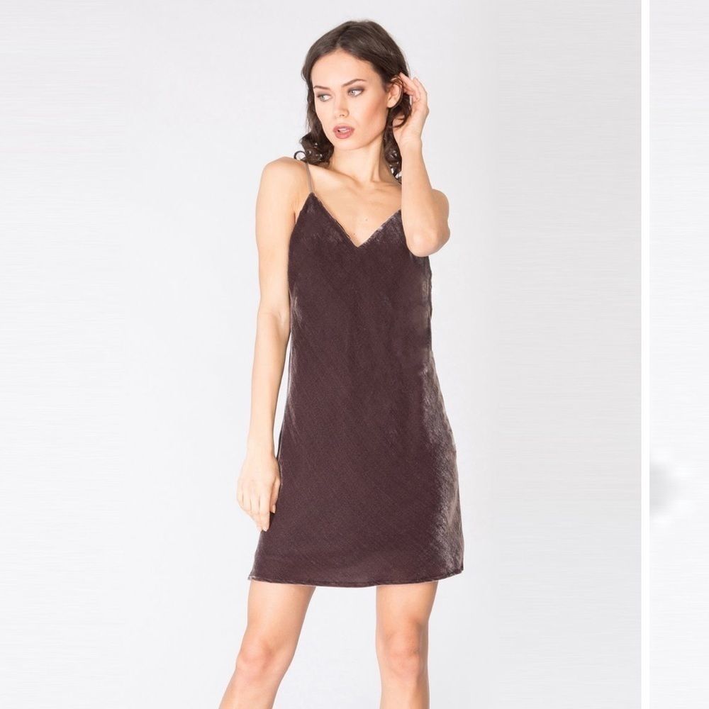 Lavender brown velvet slip dress